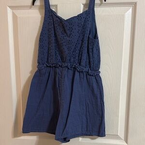 Kids Blue Eyelet Romper